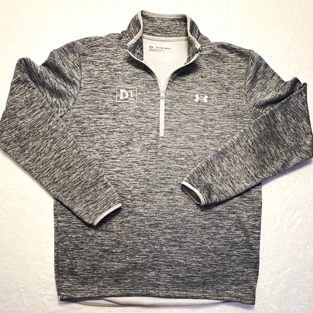 Under Armour Men's L Gray Heathered 1/4 Zip Fleece Mock Neck Pullover Logo